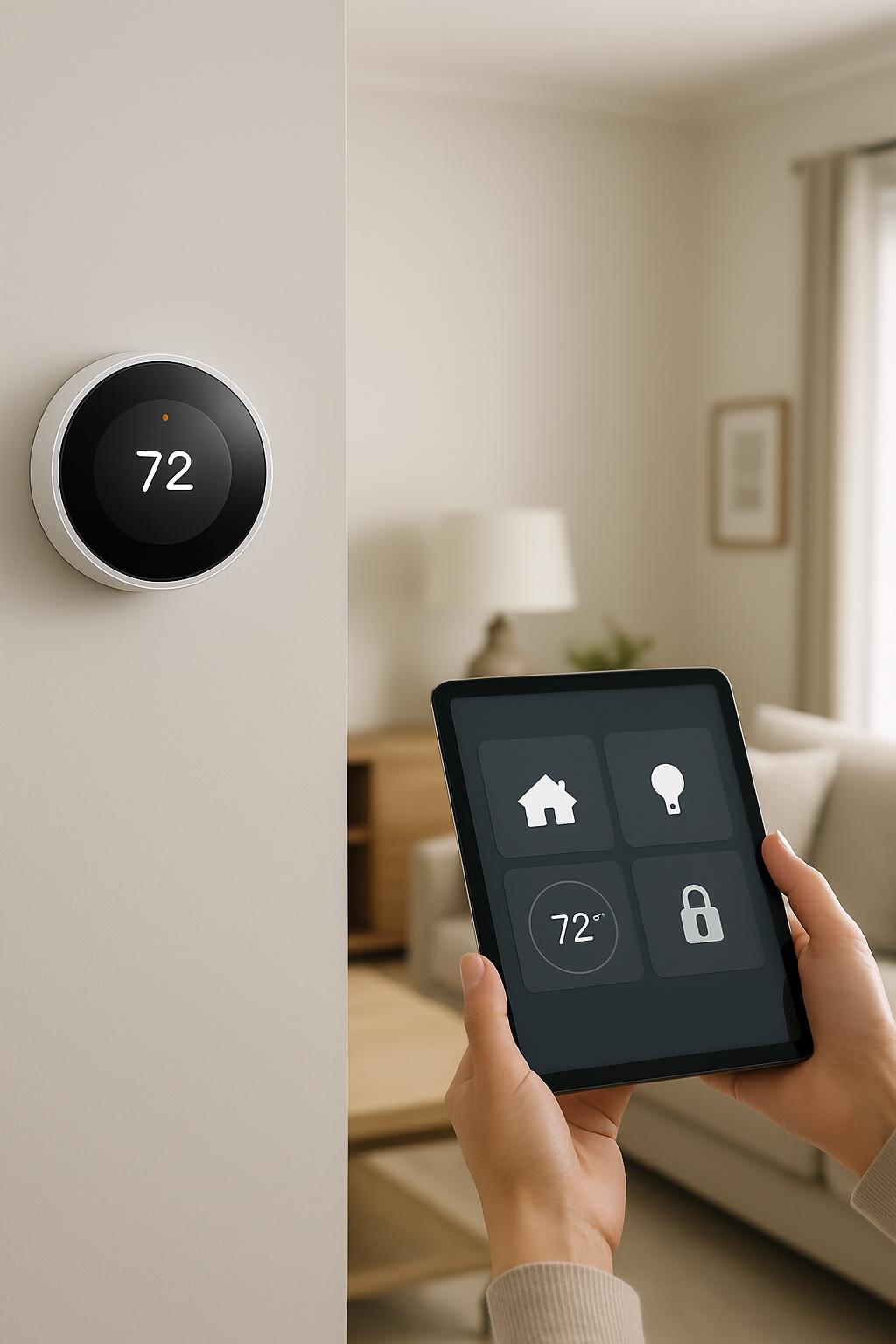 A home interior with various white walls, furniture, and a partially dimmed 'smart' LED light, reminiscent of a living roo...